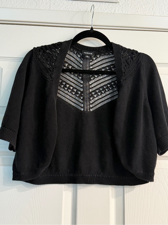 torrid Sweaters - Torrid Black Cropped Open-Front Knit Shrug